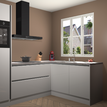 Zijdegrijze hoogglans greeploze keuken Victoria 116400