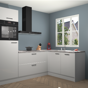 Zijdegrijze hoogglans keuken Victoria 116405