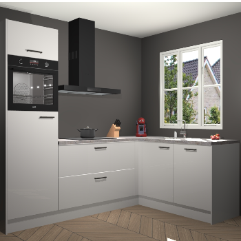 Zijdegrijze hoogglans keuken Victoria 116410