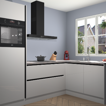 Zijdegrijze hoogglans greeploze keuken Victoria 116415