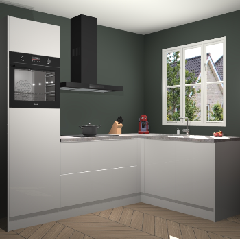 Zijdegrijze hoogglans keuken Victoria 116420