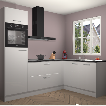 Zijdegrijze hoogglans keuken Victoria 116391