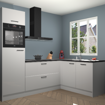 Zijdegrijze hoogglans keuken Victoria 116406