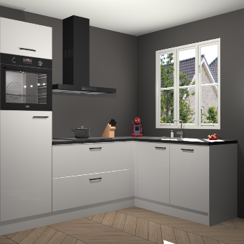 Zijdegrijze hoogglans keuken Victoria 116411