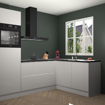 Zijdegrijze hoogglans keuken Victoria 116421