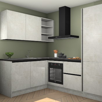 Beton Opaal greeploze keuken Boekarest 117084