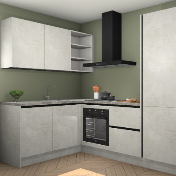 Beton Opaal greeploze keuken Boekarest 117091