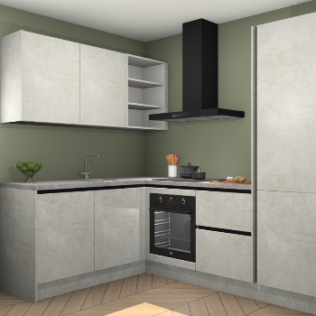 Beton Opaal greeploze keuken Boekarest 117099