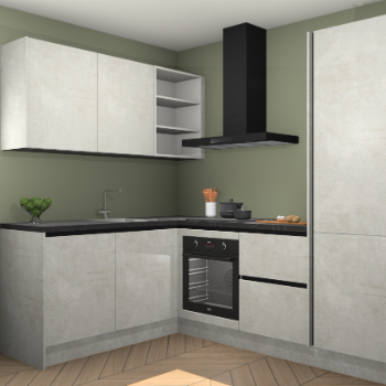 Beton Opaal greeploze keuken Boekarest 117106