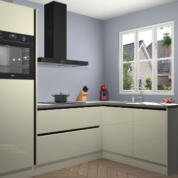 Magnolia hoogglans greeploze keuken Victoria 116561