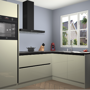 Magnolia hoogglans greeploze keuken Victoria 116562