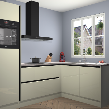 Magnolia hoogglans greeploze keuken Victoria 116564