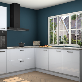 Sneeuwwitte hoogglans keuken Kazan 22065