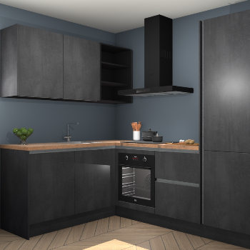 Beton Zwarte greeploze keuken Boekarest 117419