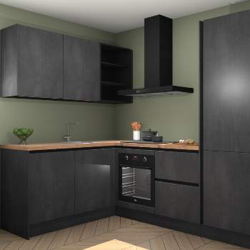 Beton Zwarte greeploze keuken Boekarest 117422