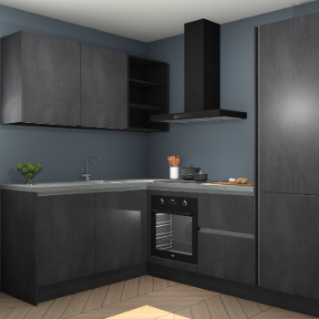 Beton Zwarte greeploze keuken Boekarest 117468