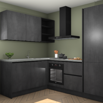 Beton Zwarte greeploze keuken Boekarest 117471