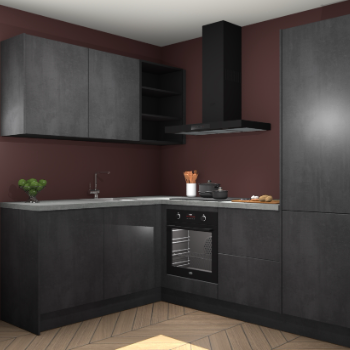 Beton Zwarte keuken Boekarest 117472