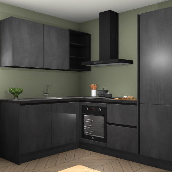 Beton Zwarte greeploze keuken Boekarest 117479