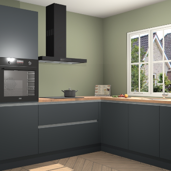 Onyxgrijze greeploze keuken Kazan 117412
