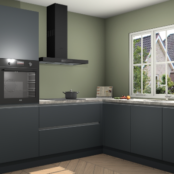 Onyxgrijze greeploze keuken Kazan 117498