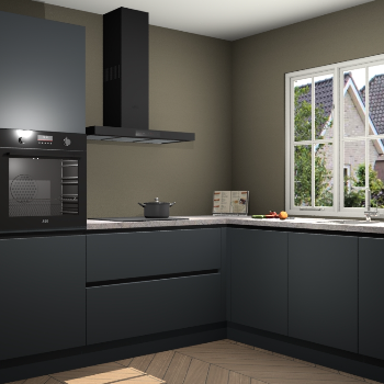 Onyxgrijze greeploze keuken Kazan 117553