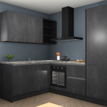 Beton Zwarte greeploze keuken Boekarest 117490