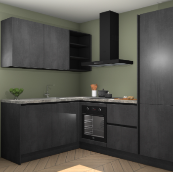 Beton Zwarte greeploze keuken Boekarest 117493