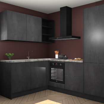 Beton Zwarte keuken Boekarest 117494