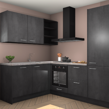 Beton Zwarte keuken Boekarest 117577