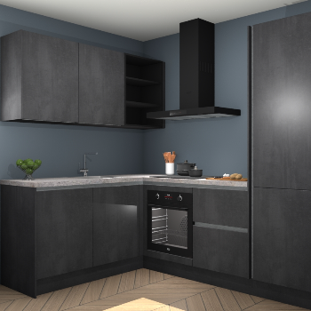 Beton Zwarte greeploze keuken Boekarest 117578