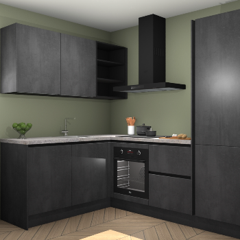 Beton Zwarte greeploze keuken Boekarest 117581