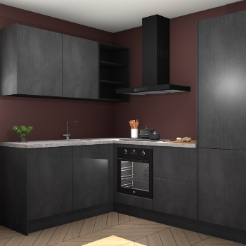 Beton Zwarte keuken Boekarest 117582