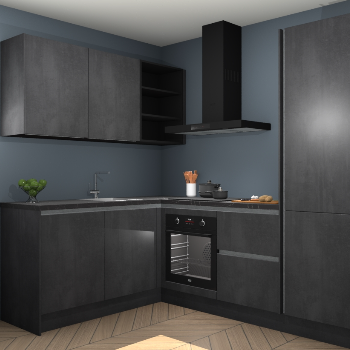 Beton Zwarte greeploze keuken Boekarest 117622