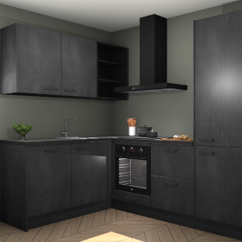 Beton Zwarte keuken Boekarest 117624