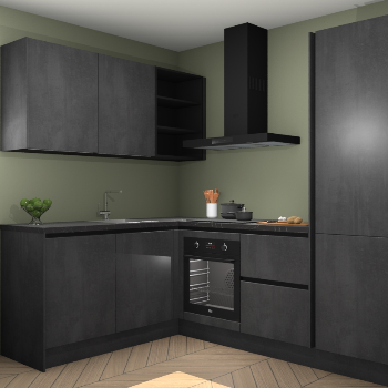 Beton Zwarte greeploze keuken Boekarest 117625