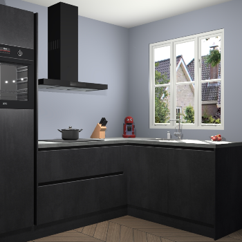 Beton Zwarte greeploze keuken Victoria 117954