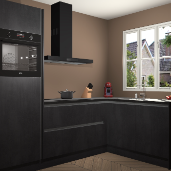 Beton Zwarte greeploze keuken Victoria 117940