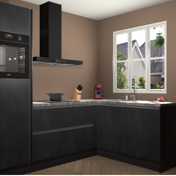 Beton Zwarte greeploze keuken Victoria 117941