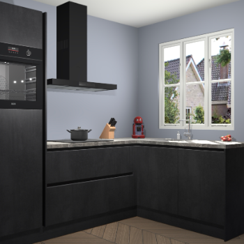 Beton Zwarte greeploze keuken Victoria 117956