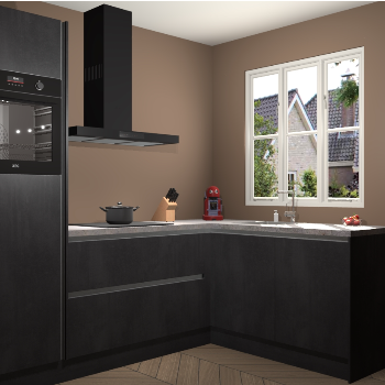 Beton Zwarte greeploze keuken Victoria 117942