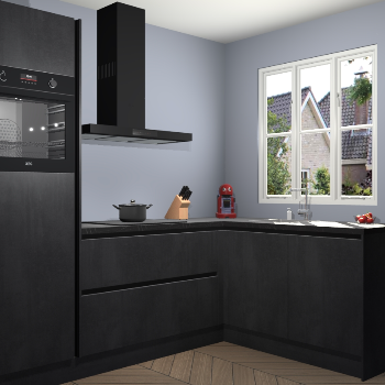 Beton Zwarte greeploze keuken Victoria 117958