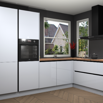 Sneeuwwitte hoogglans greeploze keuken Kotor 117618