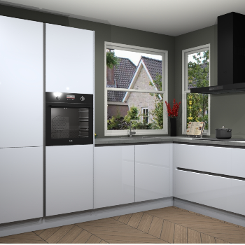 Sneeuwwitte hoogglans greeploze keuken Kotor 117806