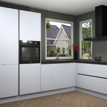 Sneeuwwitte hoogglans greeploze keuken Kotor 117813