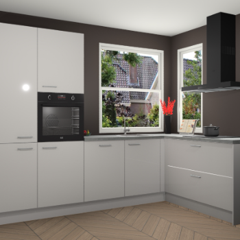 Zijdegrijze hoogglans keuken Kotor 117895