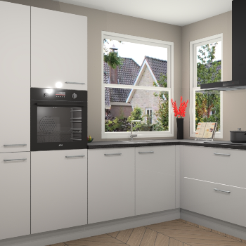 Zijdegrijze hoogglans keuken Kotor 117901