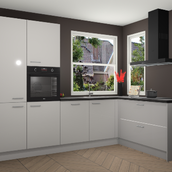 Zijdegrijze hoogglans keuken Kotor 117902