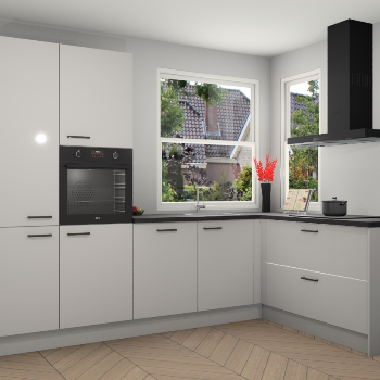 Zijdegrijze hoogglans keuken Kotor 117905