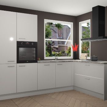 Zijdegrijze hoogglans keuken Kotor 117909